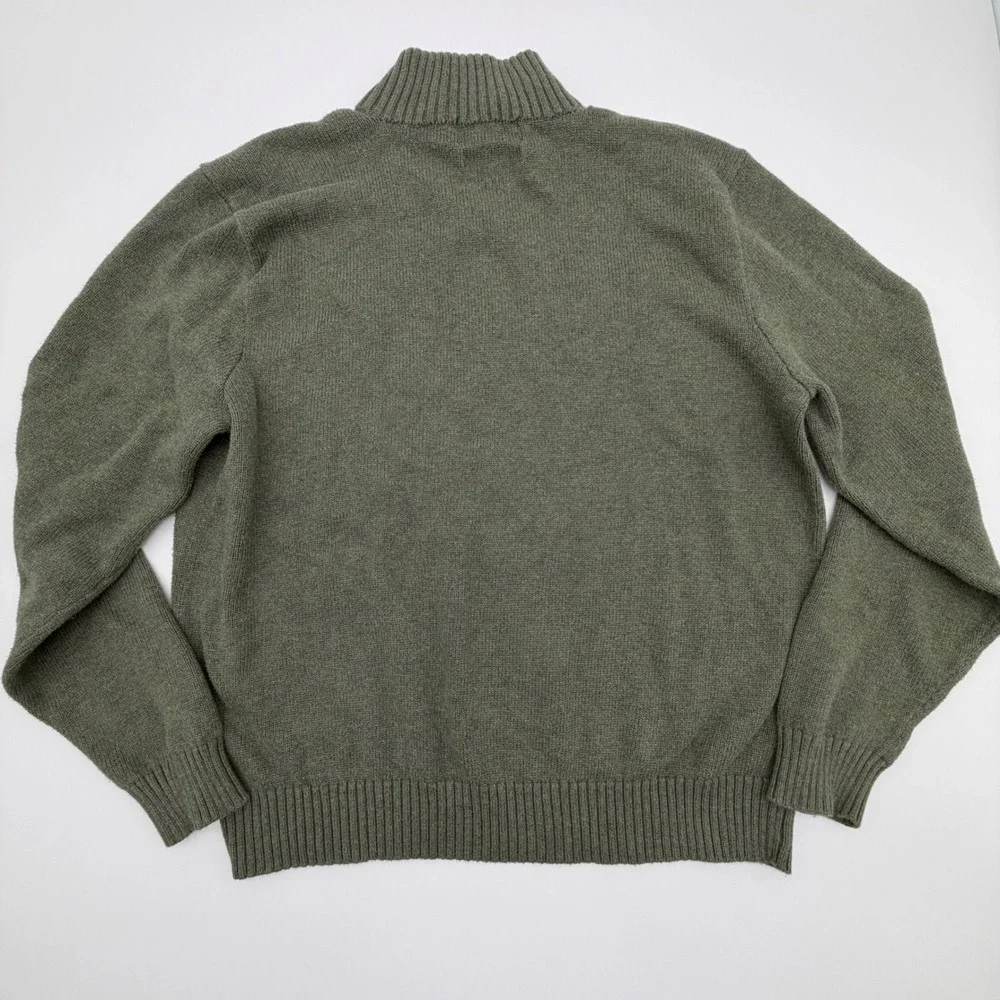 Polo Ralph Lauren Mens‎ Quarter Zip Sweater Olive Green Cotton Size XL